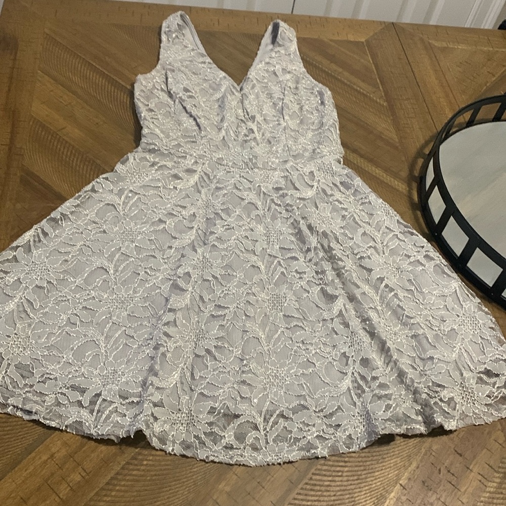 Mini silver lace dress - Venus size S